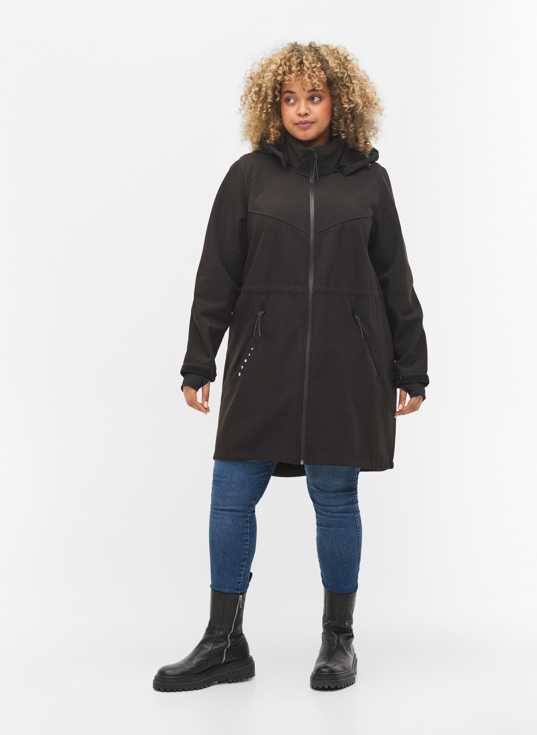 Zizzi Veste softshell polaire, Black Solid, Model image number 3