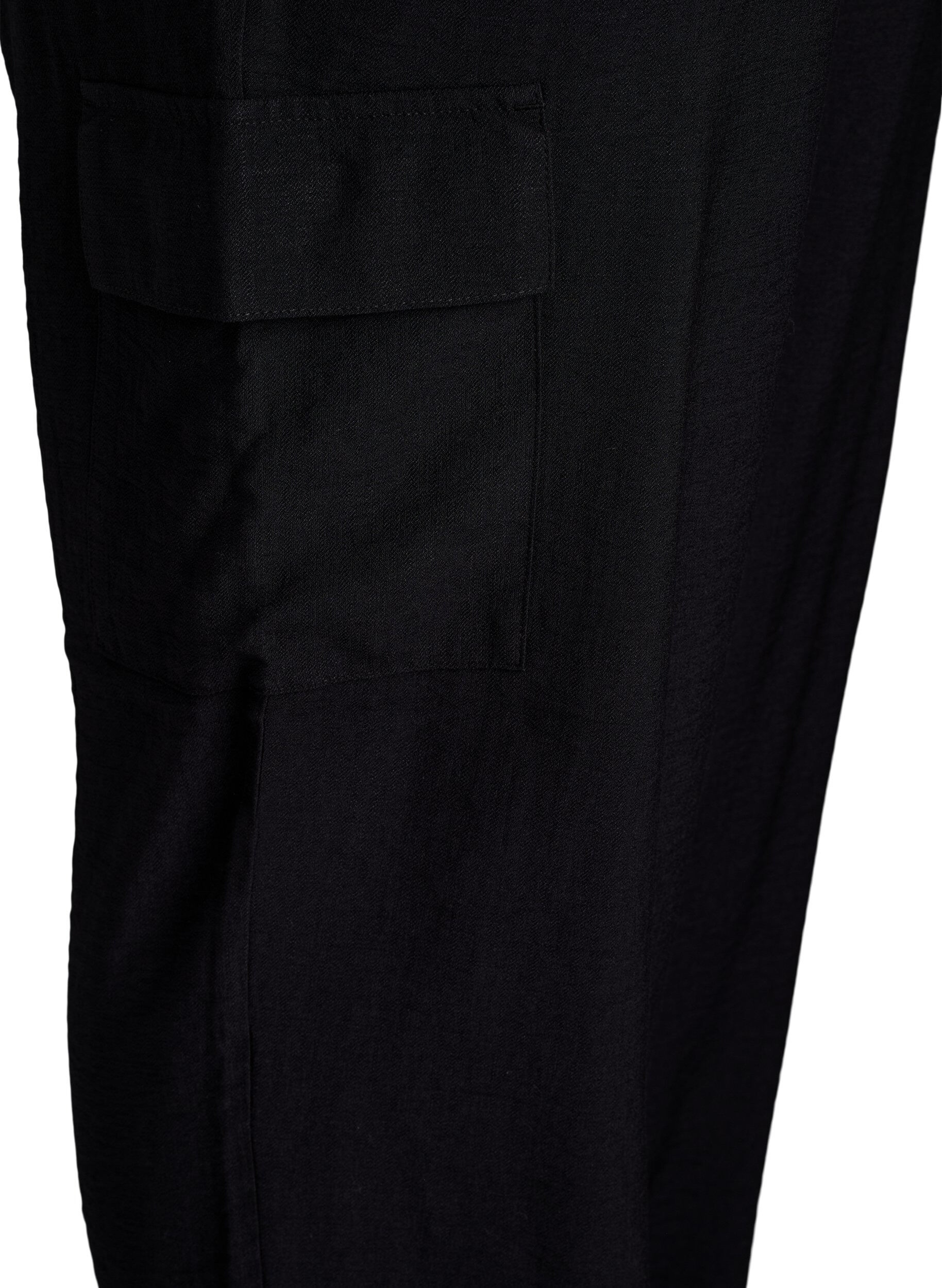 Zizzi Pantalon cargo taille haute, Noir, Packshot image number 3