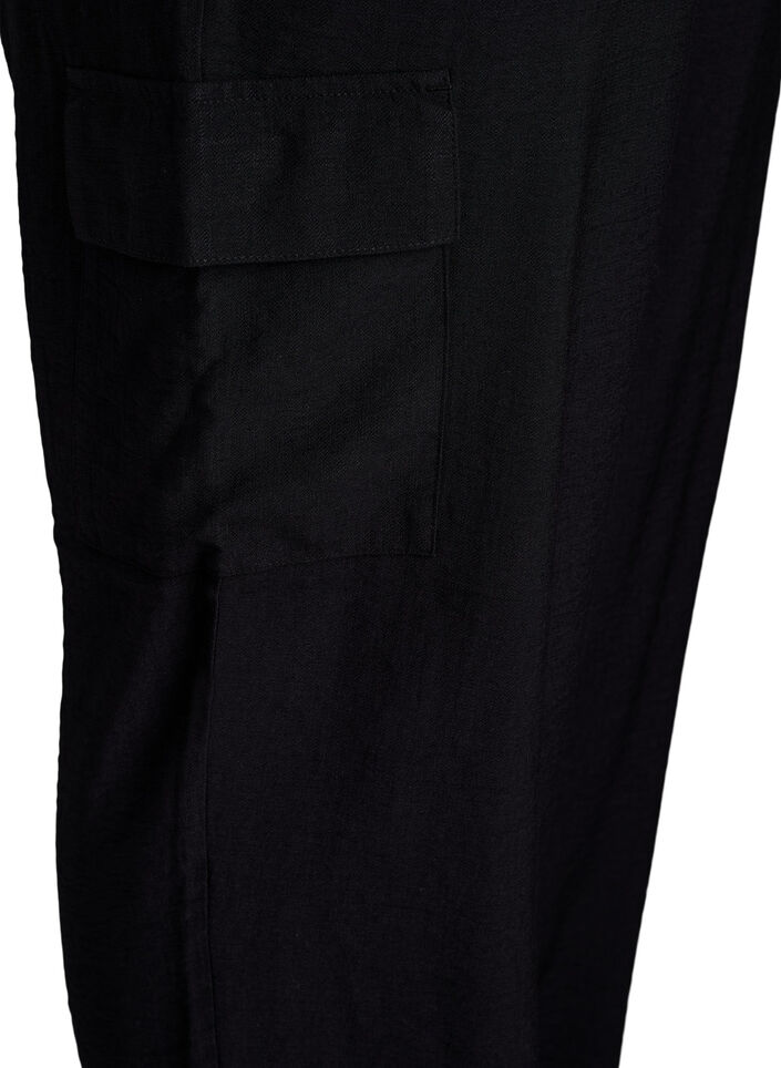 Pantalon cargo taille haute, Noir, Packshot image number 3