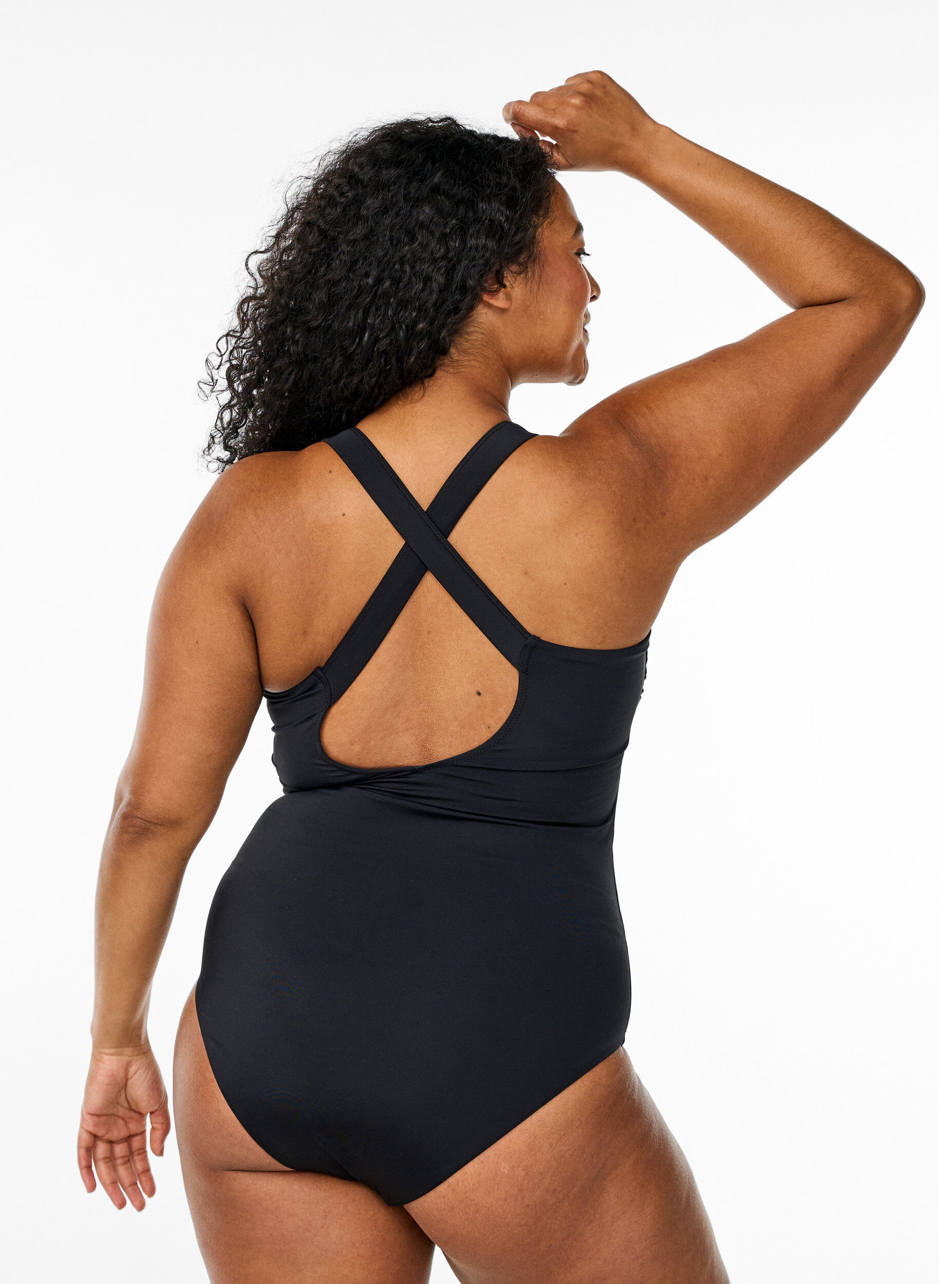 Zizzi Maillot de bain &agrave; bretelles crois&eacute;es, Noir, Model image number 1