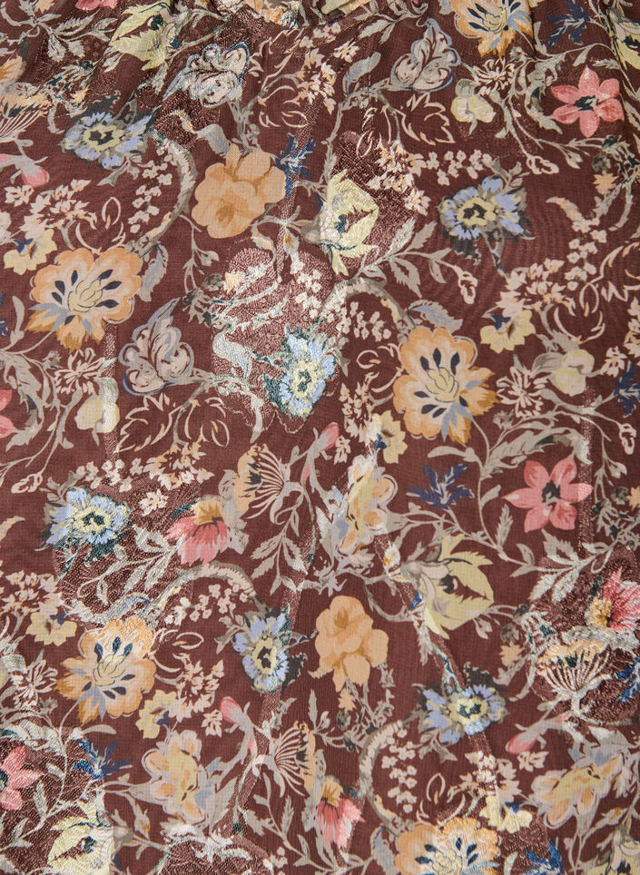 Robe en mousseline &agrave; imprim&eacute; floral et volants &eacute;tag&eacute;s, Marron, Packshot image number 2