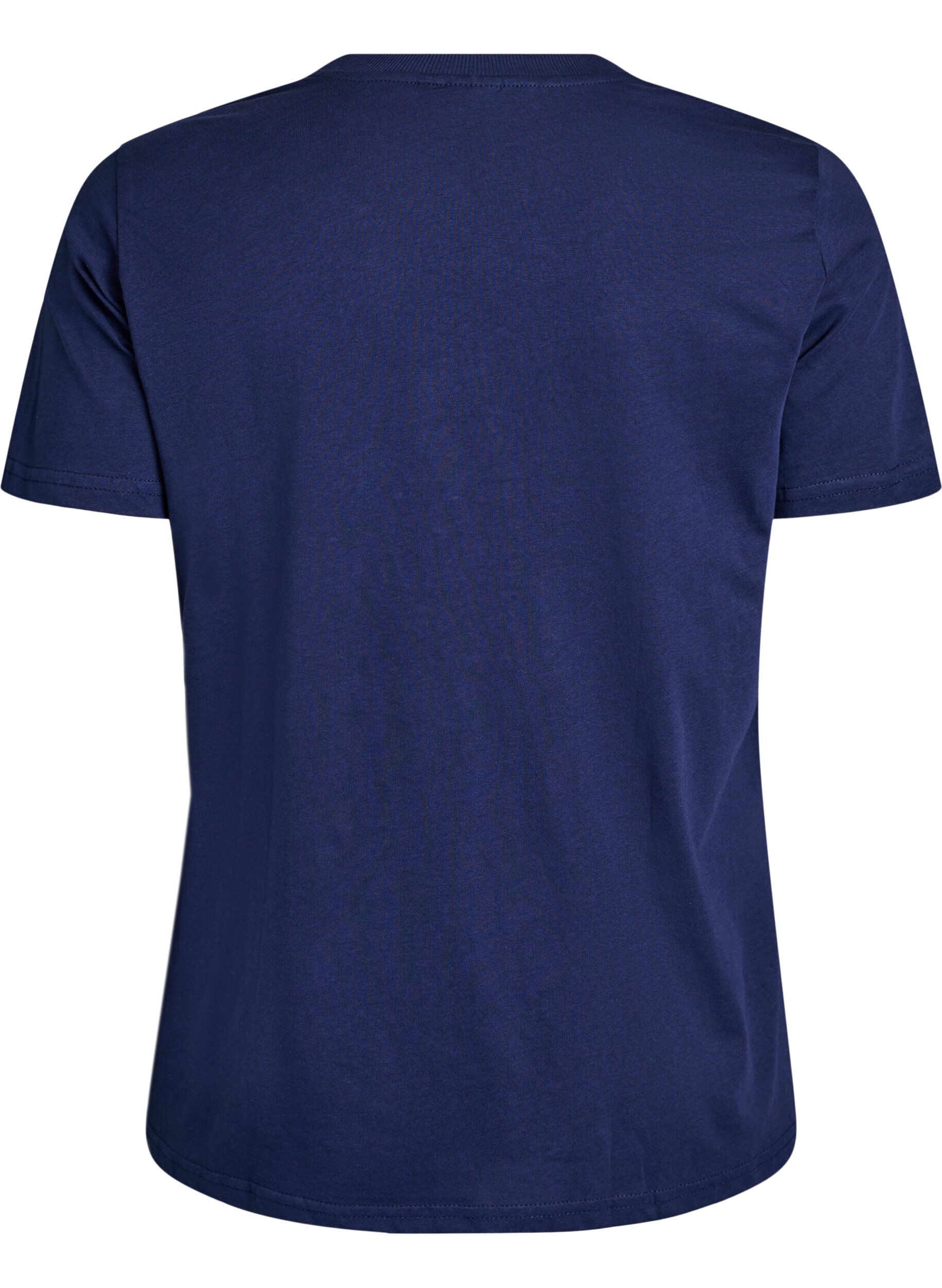 Zizzi T-shirt basique en coton &agrave; col rond, Bleu, Packshot image number 1