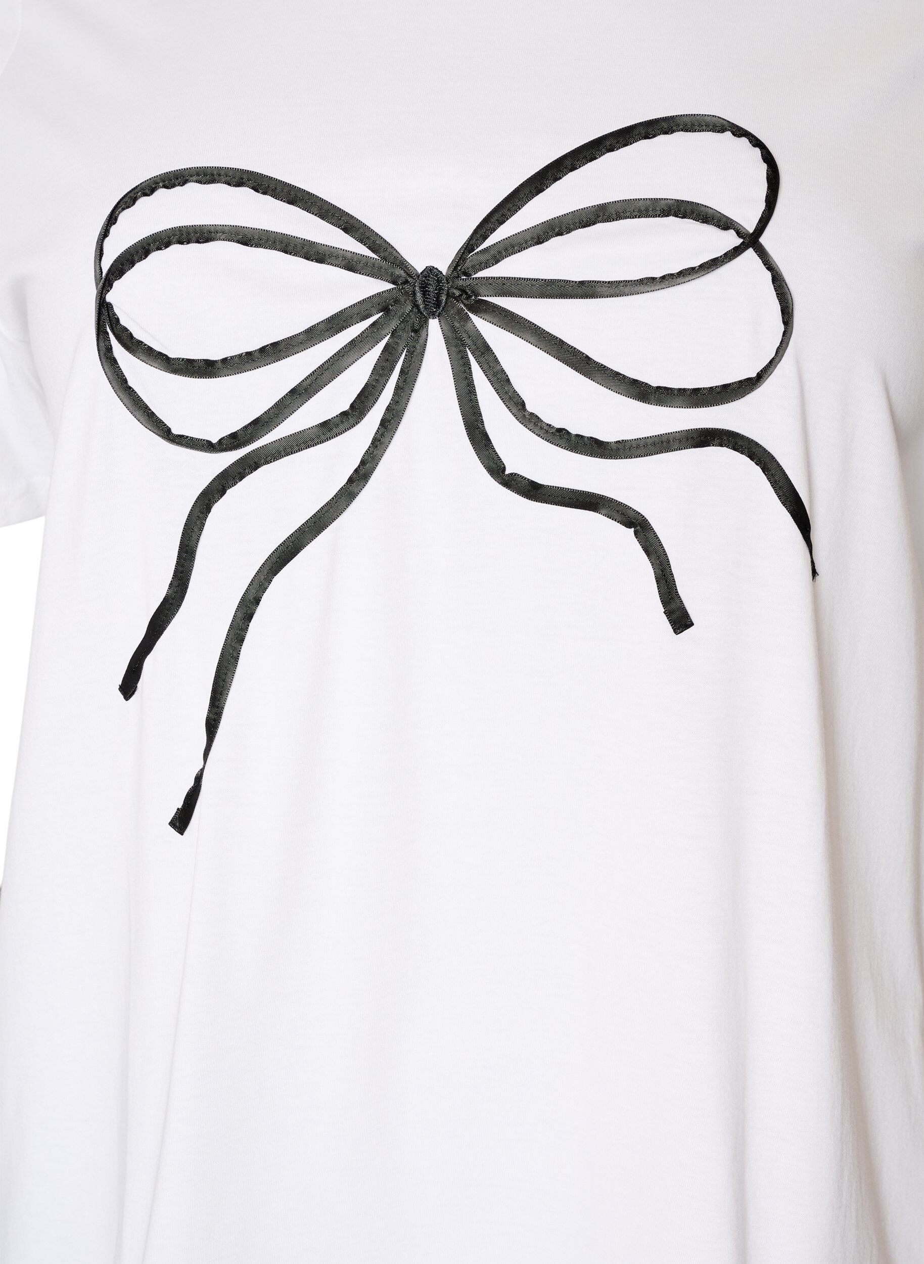 ZizziT-shirt en coton biologique avec motif d&eacute;coratif, Blanc, Packshot image number 2