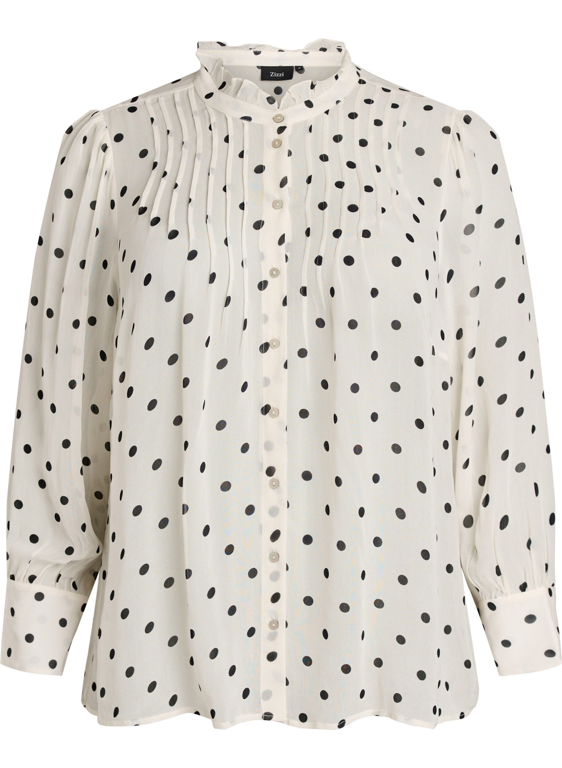 Blouse en viscose &agrave; col &agrave; volants