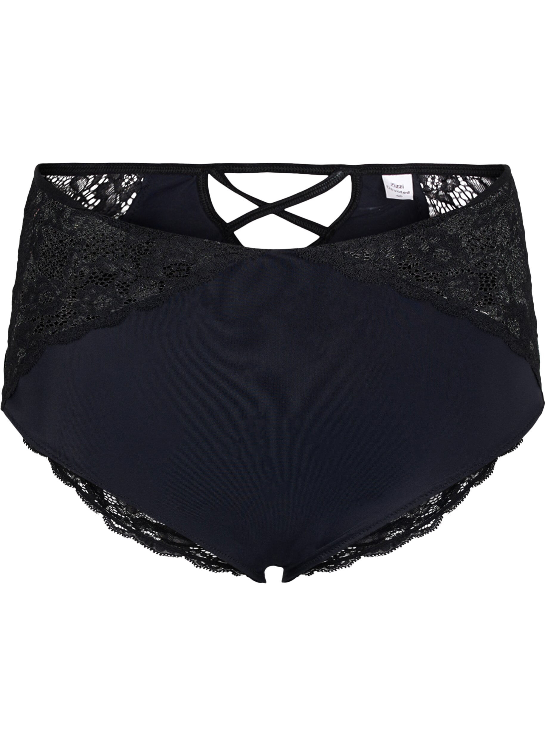 Zizzi Culotte taille haute avec dentelle, Black, Packshot image number 0