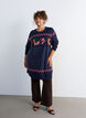 Robe courte en maille avec motif de No&euml;l, Bleu, Model image number 1