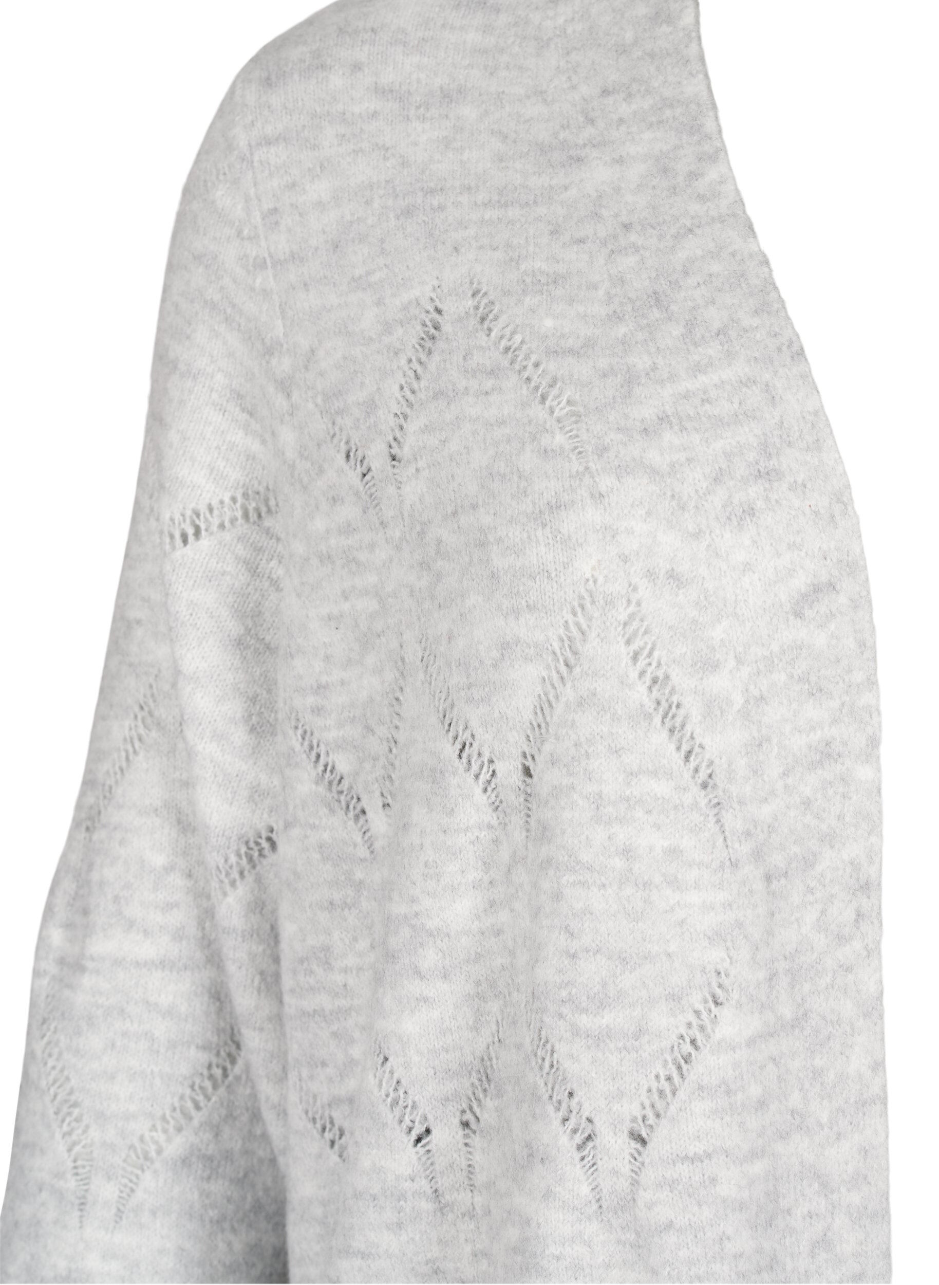 Zizzi Cardigan en maille &agrave; manches longues, Light Grey Melange, Packshot image number 2