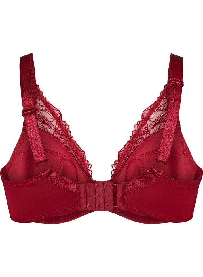 Soutien-gorge rembourr&eacute; en dentelle avec armatures, Rouge, Packshot image number 1