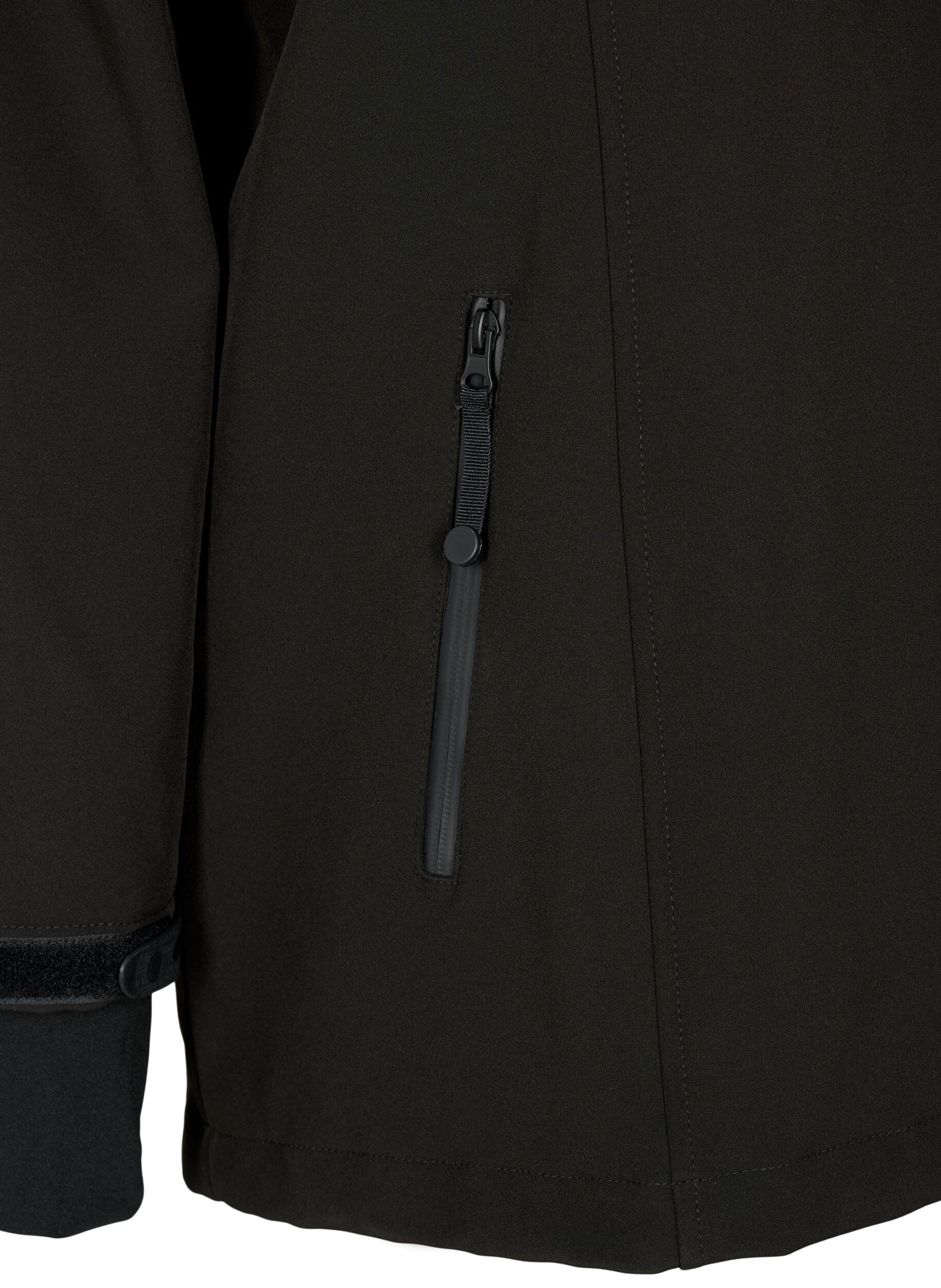 ZizziVeste softshell courte avec capuche amovible, Noir, Packshot image number 3