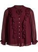Blouse transparente avec volants et liens &agrave; nouer, Bordeaux, Packshot image number 0