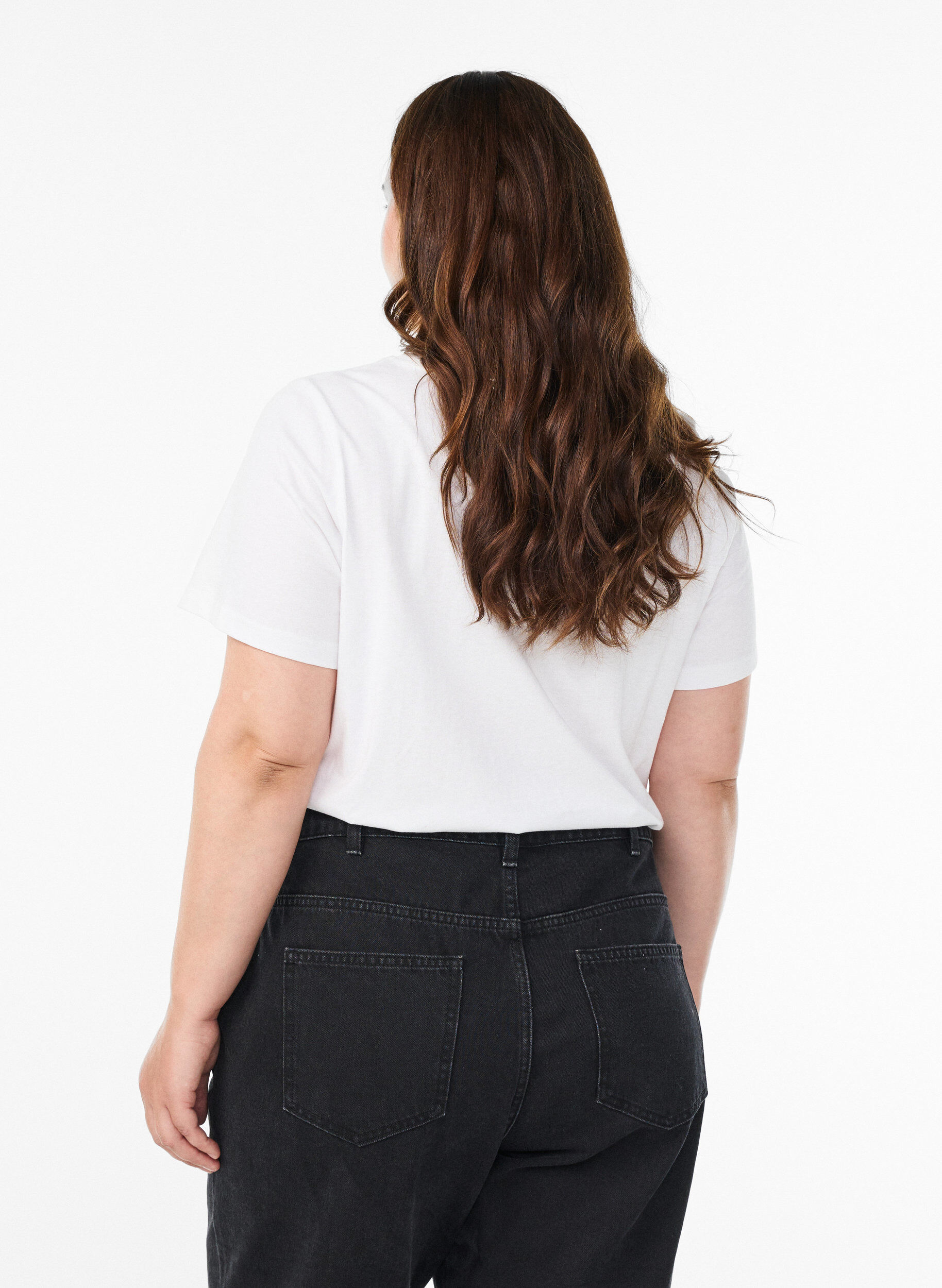 Zizzi T-shirt en coton avec imprim&eacute; sur le devant, Blanc, Model image number 2