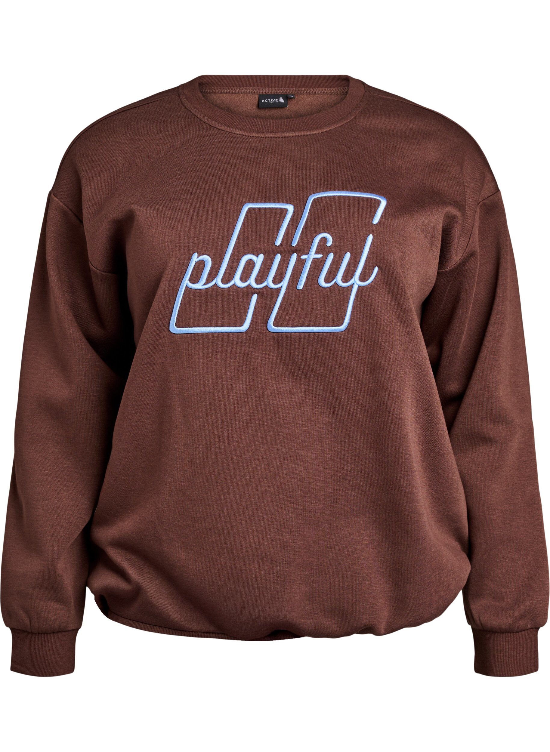 ZizziSweat-shirt avec texte brod&eacute;, Marron, Packshot image number 0