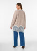 Pull en maille &agrave; manches raglan et large bordure en dentelle, Beige, Model image number 2