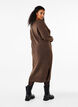 Robe en maille &agrave; manches longues et col en V, Marron, Model image number 1