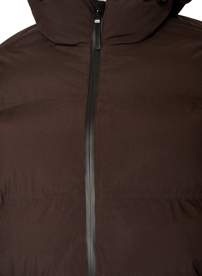 Manteau d'hiver long et matelass&eacute; avec capuche, Marron, Packshot image number 2
