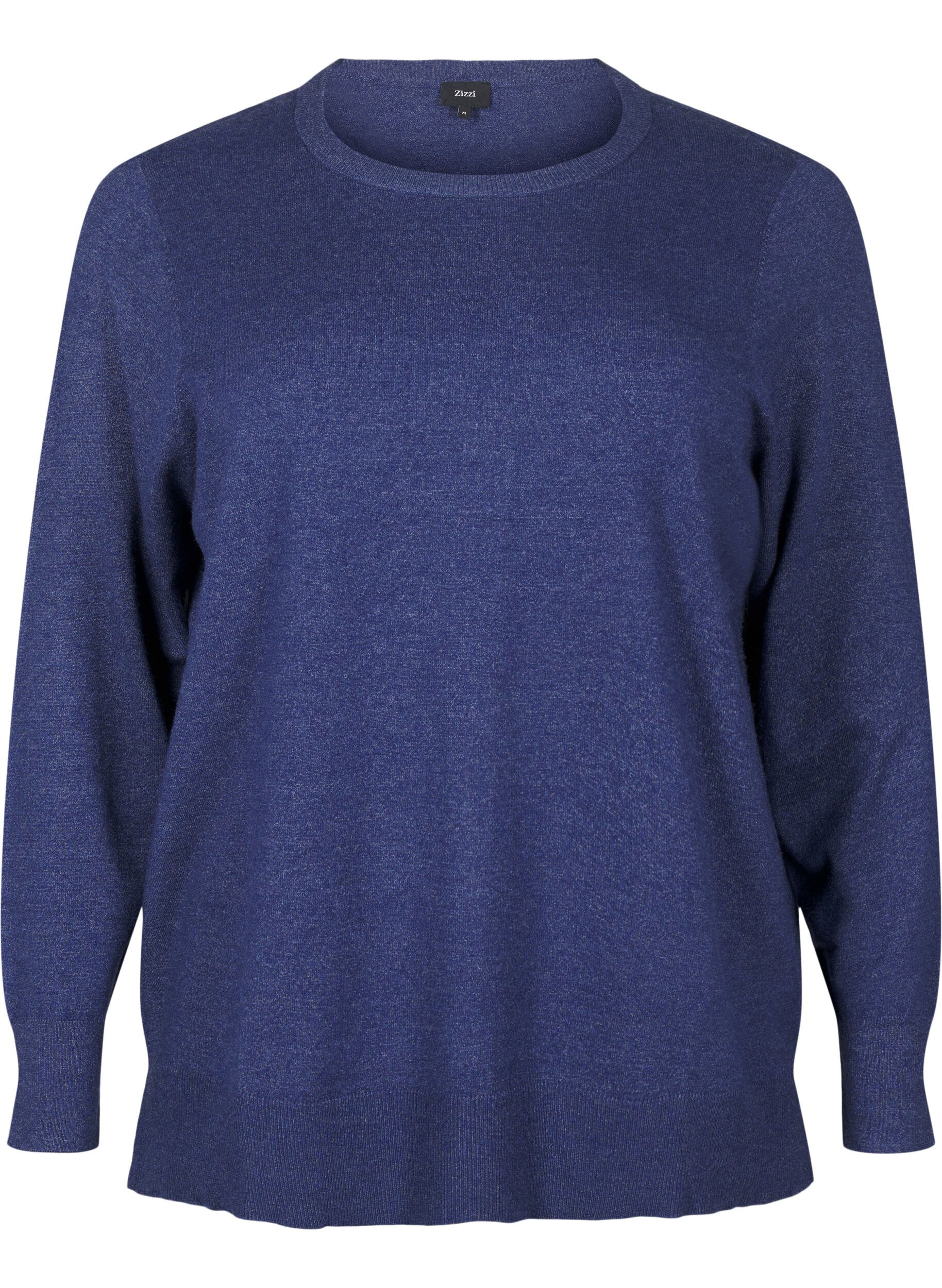 Zizzi Chemisier &agrave; manches longues en maille avec fente, Bleu, Packshot image number 0