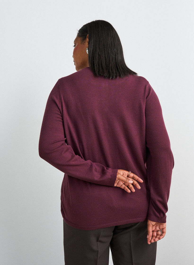 Cardigan avec des boutons ronds, Bordeaux, Model image number 2