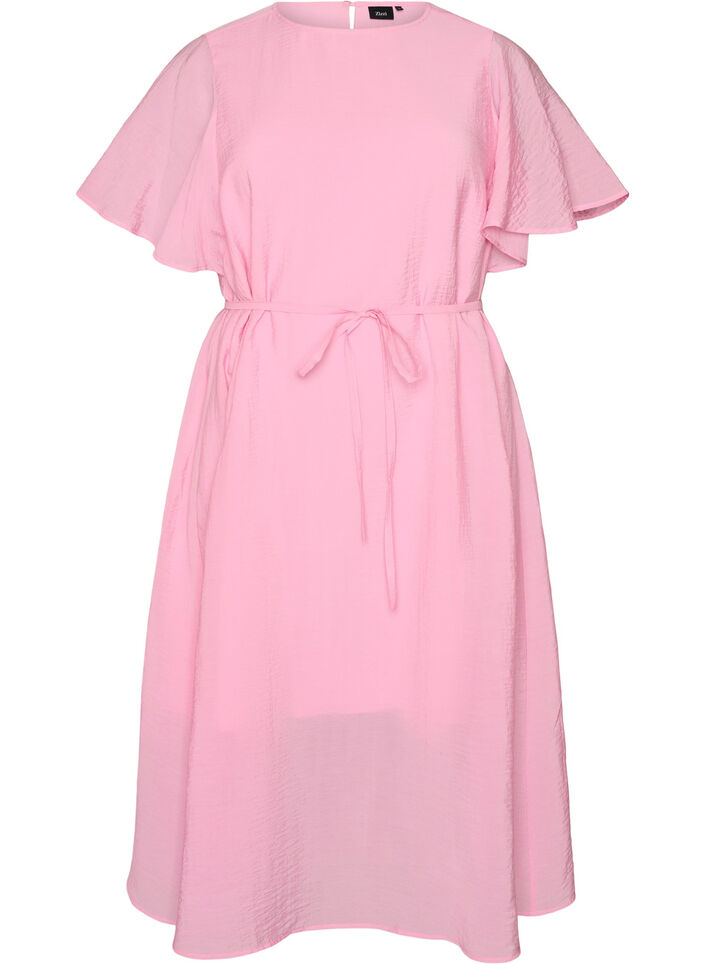Robe longue avec manches papillon et taille &agrave; nouer, Rose, Packshot