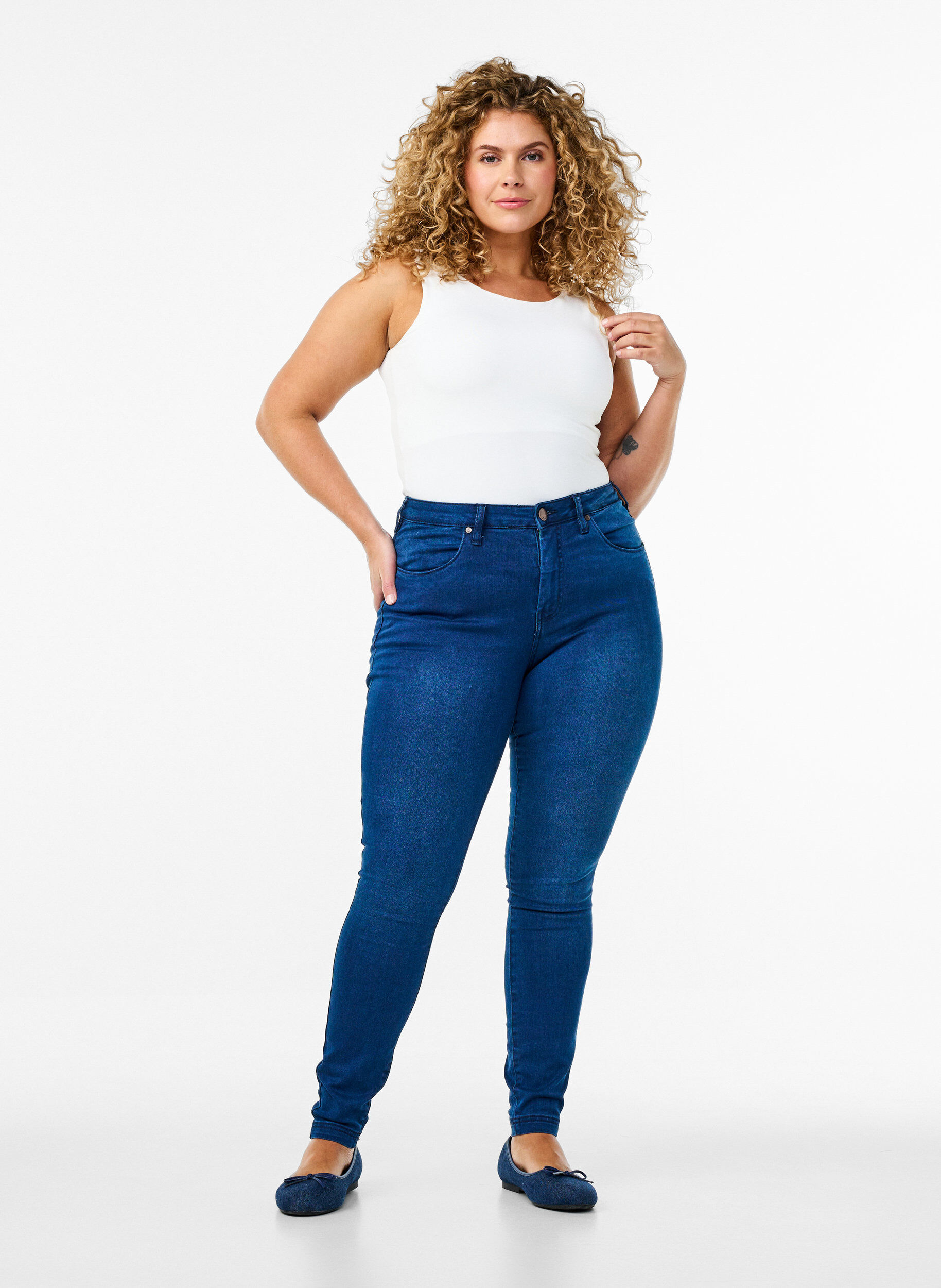 Jean Amy super slim &agrave; taille haute, Blue Denim, Model