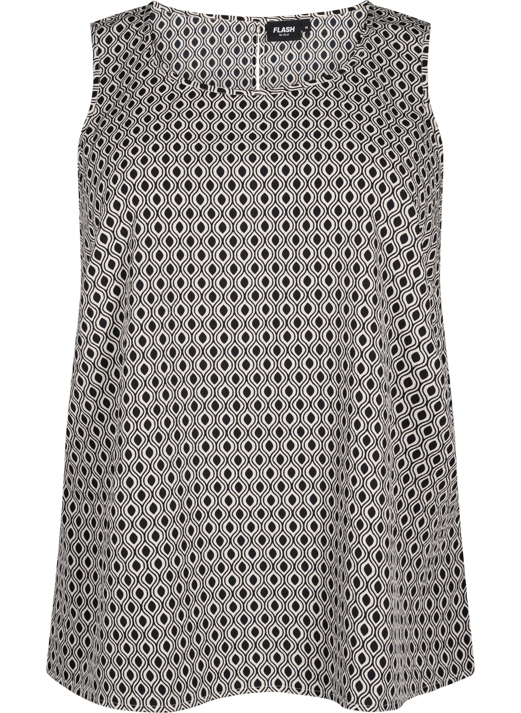 Zizzi FLASH - Haut sans manches avec imprim&eacute;, Noir, Packshot image number 0