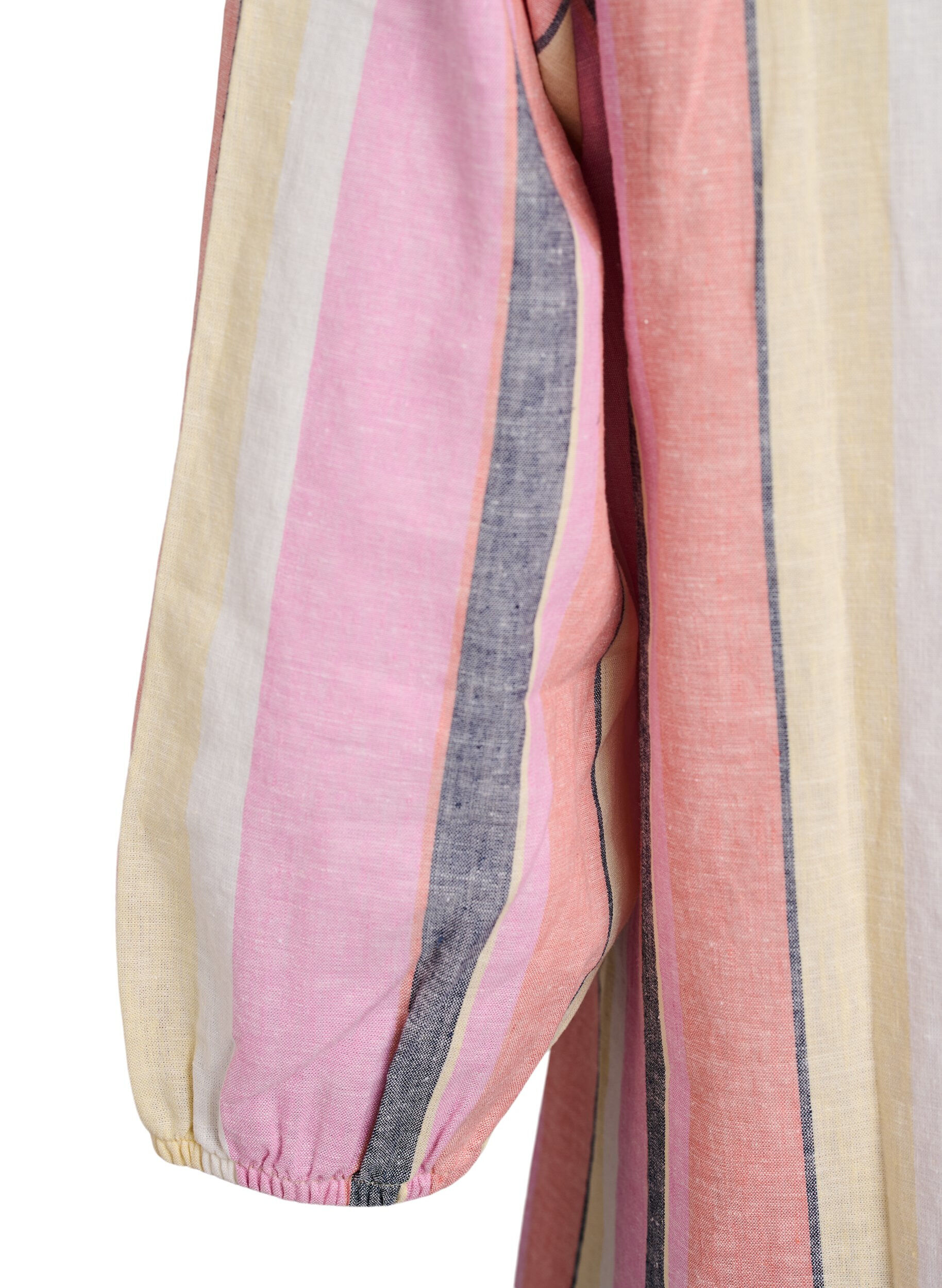 Zizzi Robes courtes en lin et viscose &agrave; manches 3/4, Jaune, Packshot image number 3