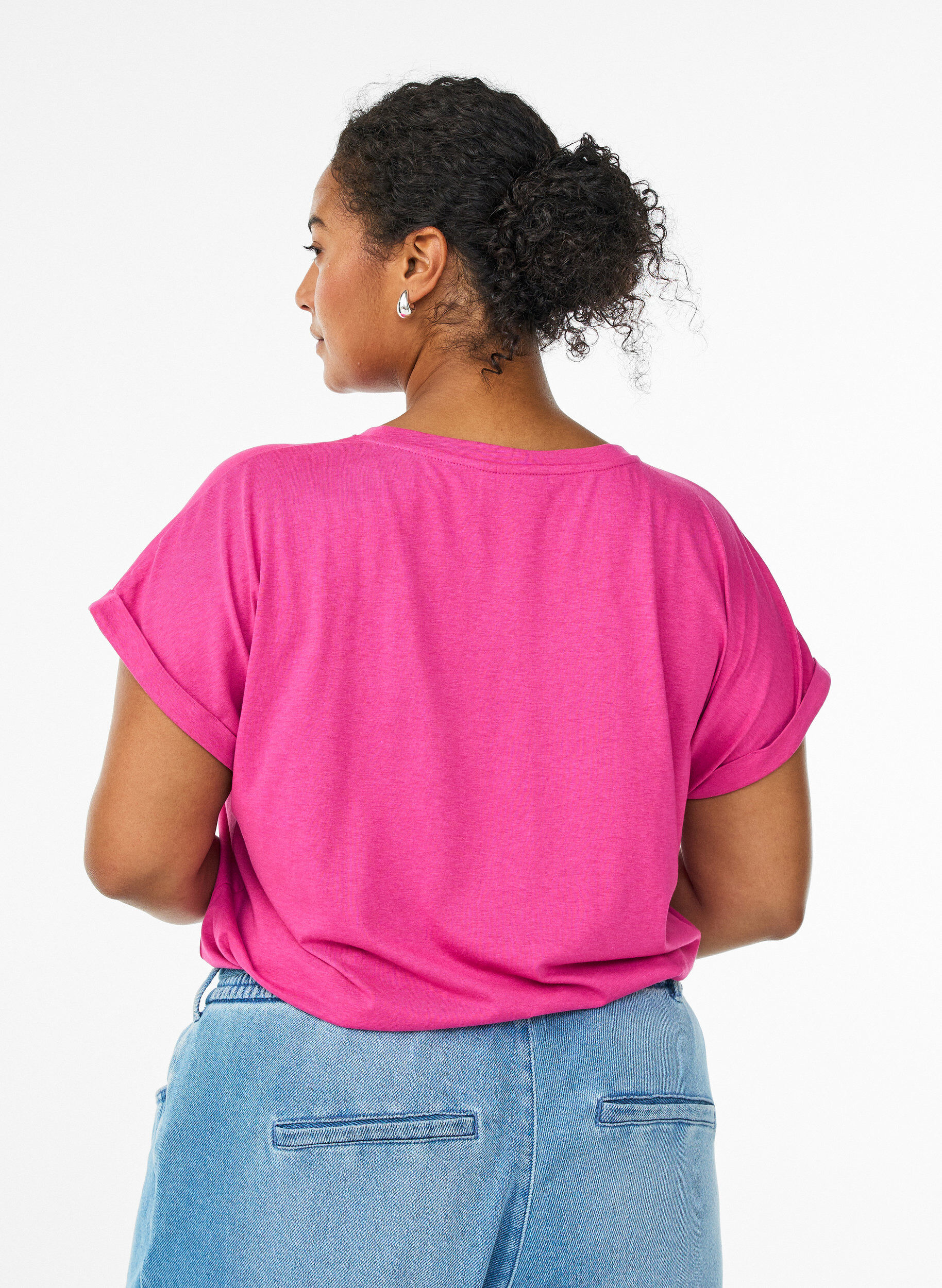ZizziT-shirt &agrave; manches courtes en m&eacute;lange de coton, Rose, Model image number 2