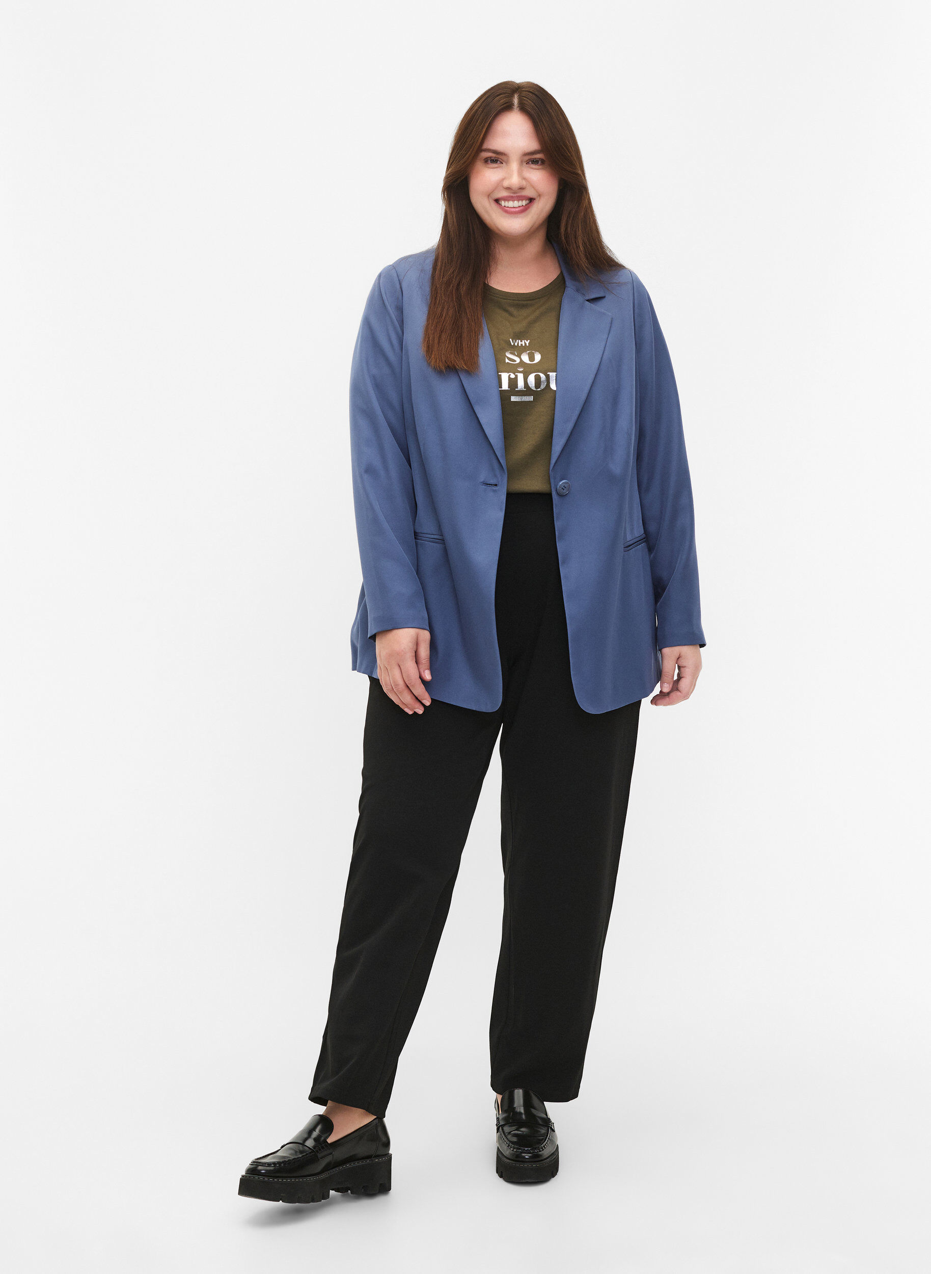 Zizzi FLASH - Blazer simple avec bouton, Bleu, Model image number 1