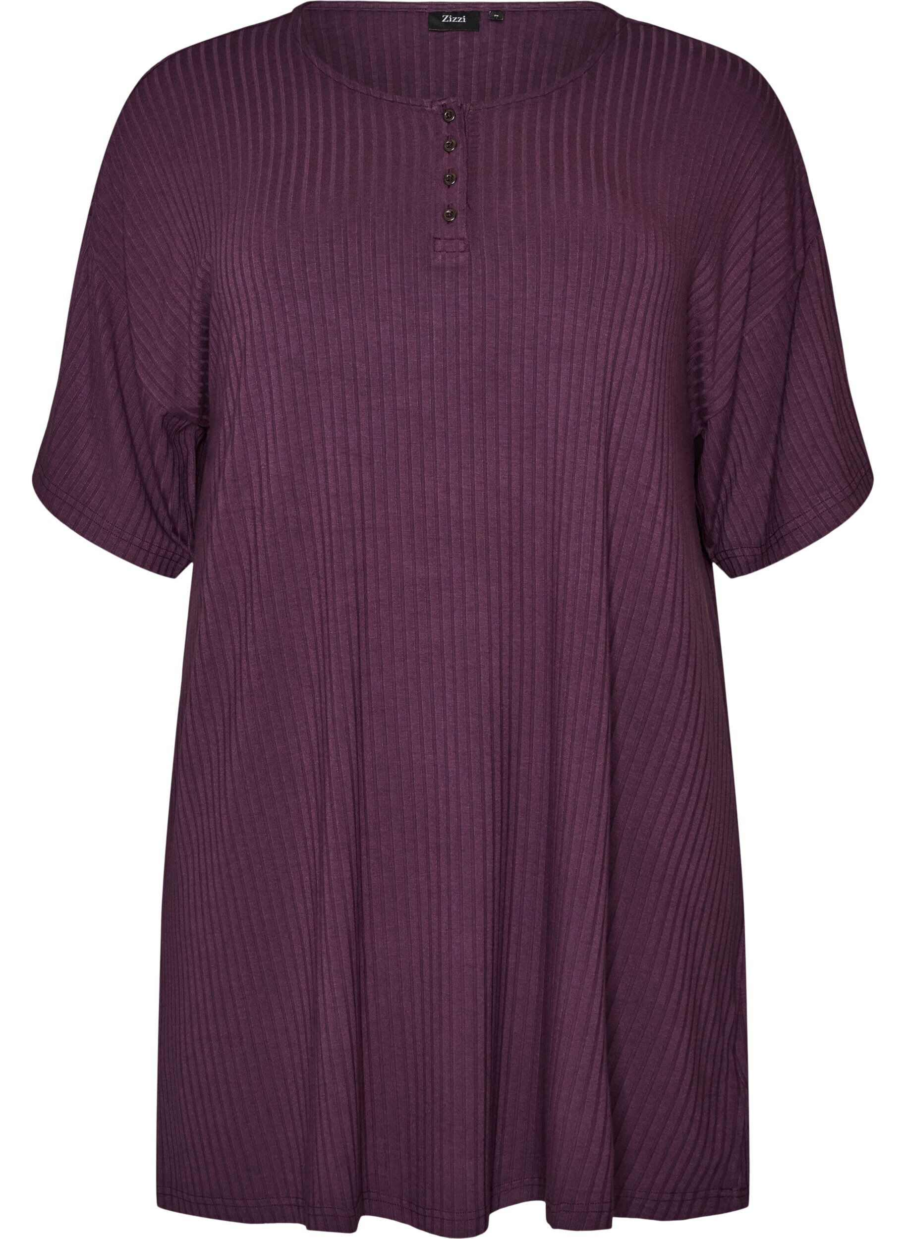 ZizziChemise de nuit en jersey de viscose &agrave; texture c&ocirc;tel&eacute;e, Violet, Packshot image number 0
