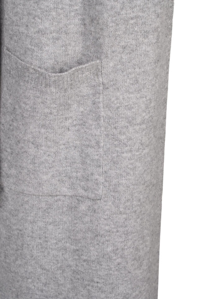Long cardigan tricoté avec poches, Light Grey Melange, Packshot image number 3