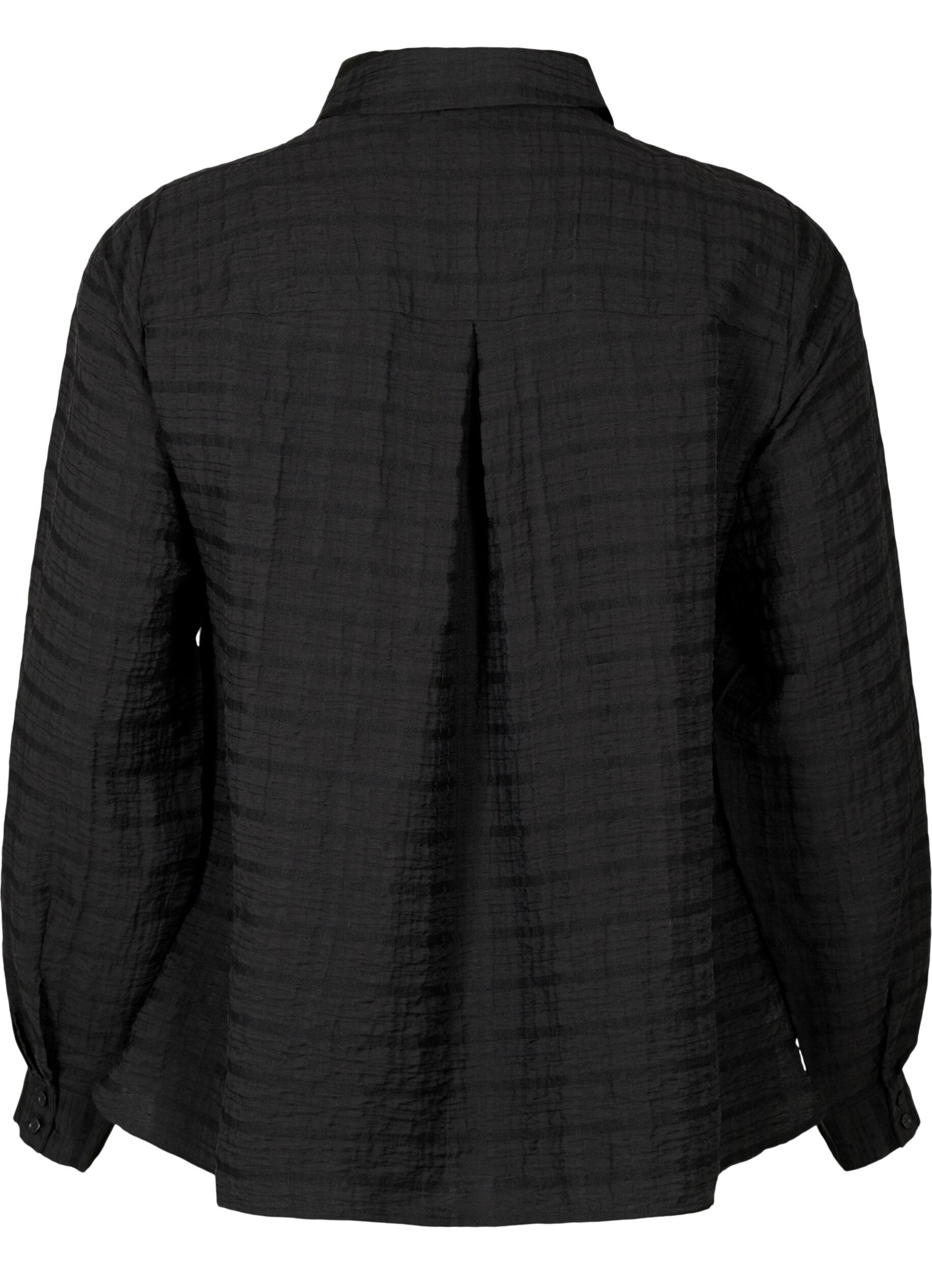 Zizzi Chemise avec structure et d&eacute;tails volant&eacute;s, Black, Packshot image number 1