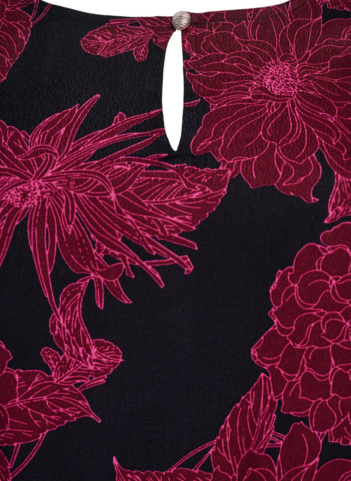Blouse en viscose &agrave; imprim&eacute; floral et smocks, Bordeaux fonc&eacute;, Packshot image number 2