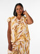 Blouse en viscose &agrave; imprim&eacute; feuillage avec volants, Jaune, Model image number 0