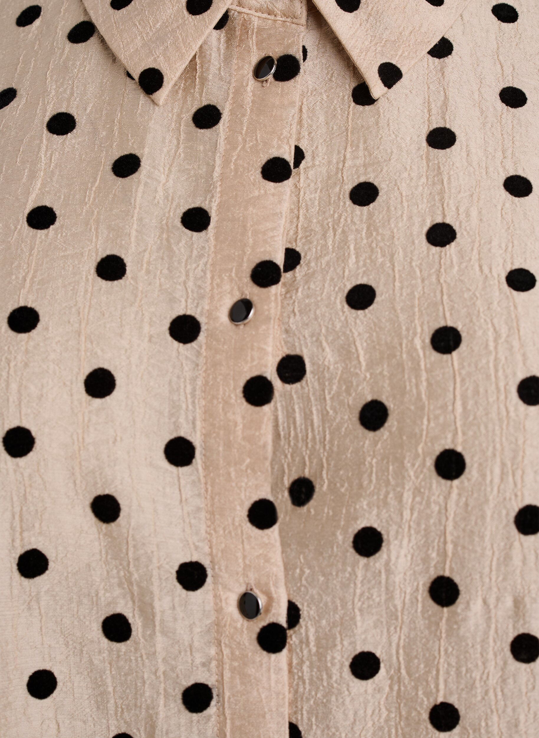 Zizzi Robe chemise midi &agrave; pois et manches trois-quarts, Beige, Packshot image number 2