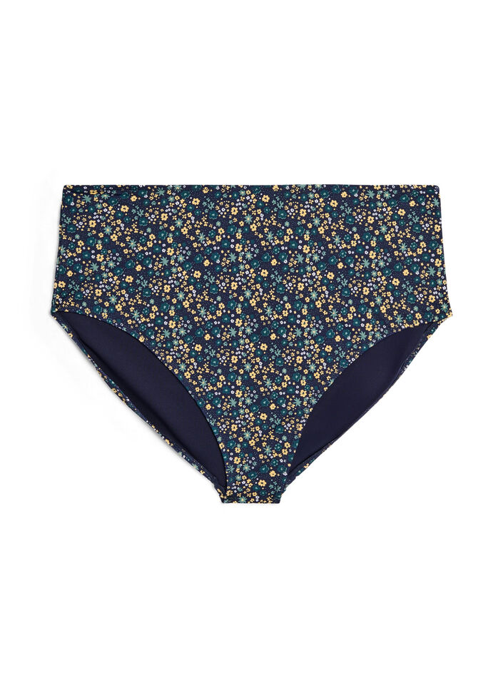 Culotte de bikini imprim&eacute;e et taille haute, Vert, Packshot image number 0