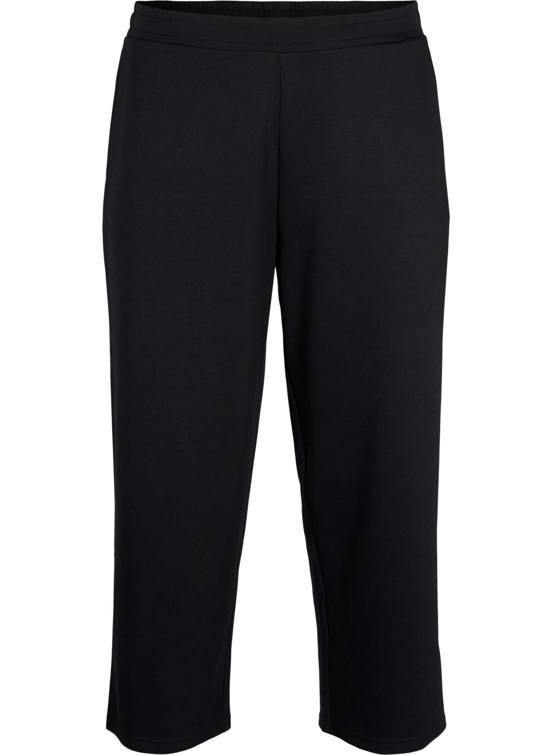 Zizzi Pantalon 7/8 en m&eacute;lange de modal avec poches, Noir, Packshot image number 0