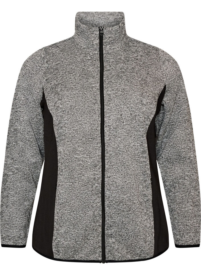 Cardigan d'entra&icirc;nement avec empi&egrave;cements contrastants et col montant, Gris anthracite, Packshot image number 0