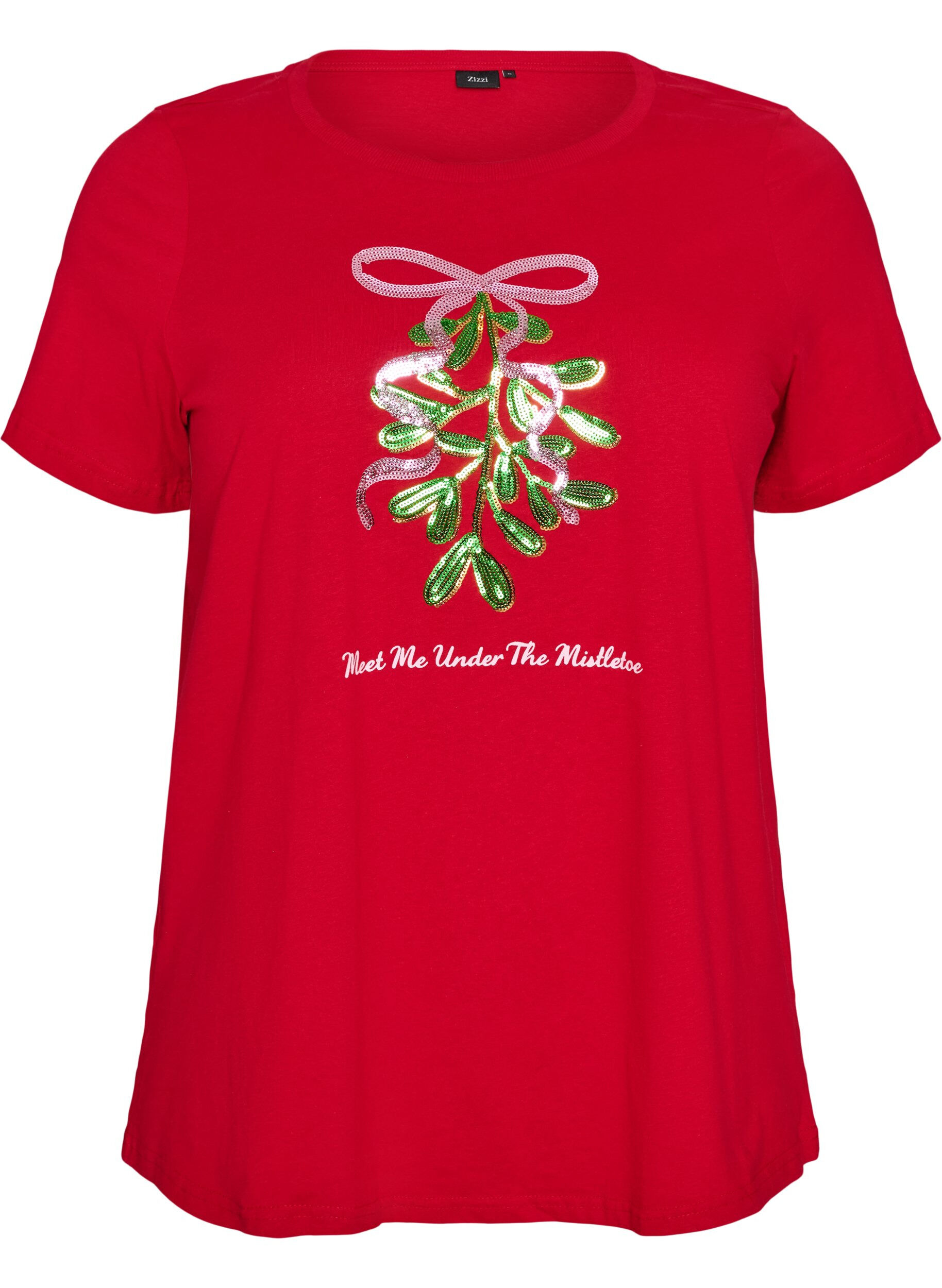ZizziT-shirt de No&euml;l en coton bio, Rouge, Packshot image number 0