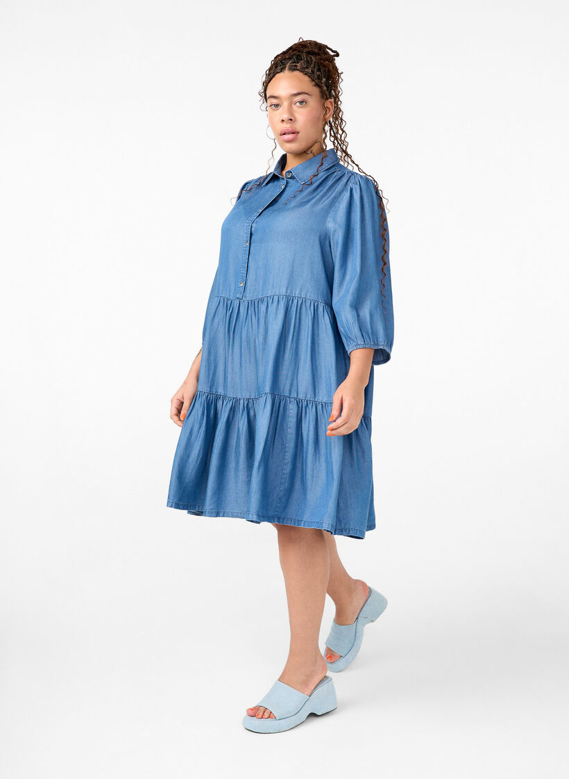 Robe en jean en TENCEL™ Lyocell avec manches 3/4, Blue Denim, Model image number 2