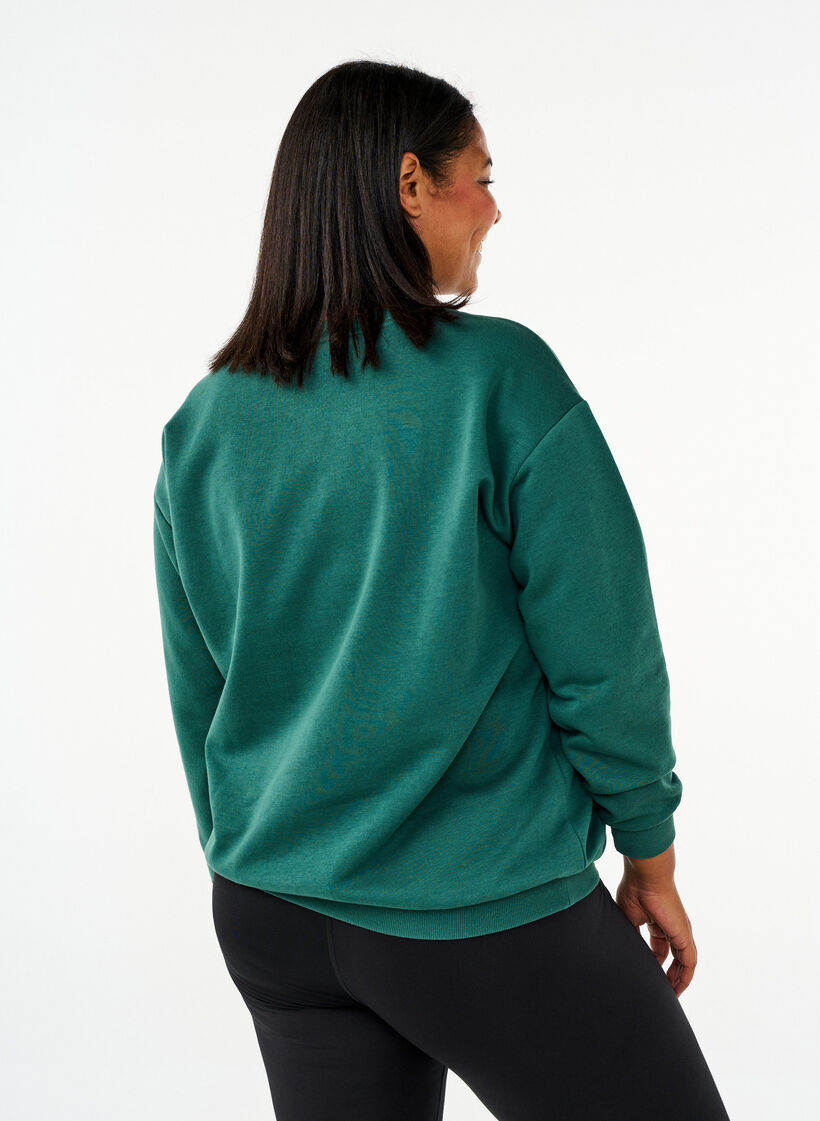 Sweat-shirt avec texte en tissu-&eacute;ponge, Vert, Model image number 2