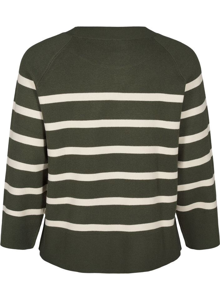 Chemisier en tricot rayé avec col rond, D. Bag Birch Stripe, Packshot image number 1