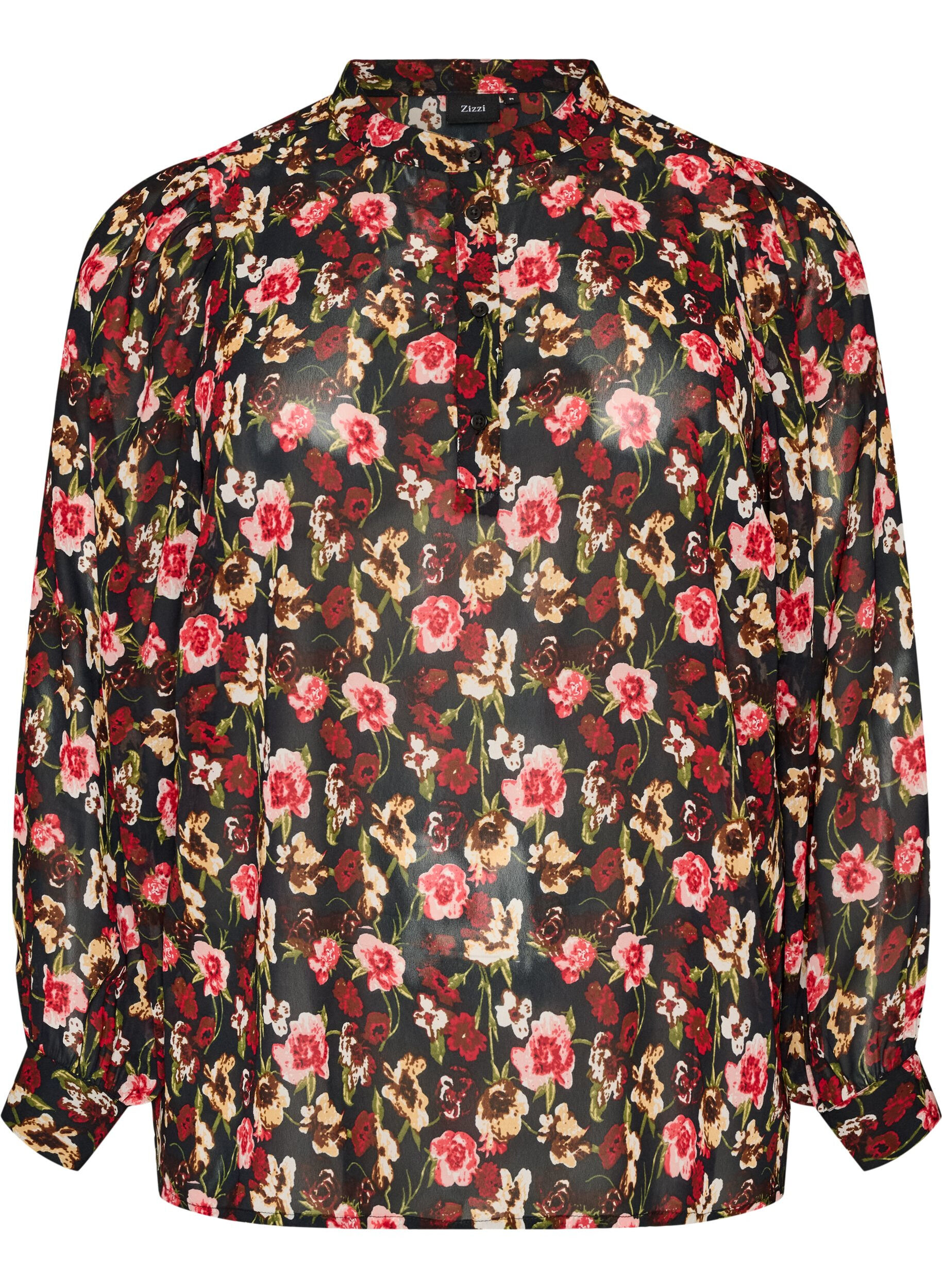 ZizziBlouse avec imprim&eacute; int&eacute;gral et patte de boutonnage courte, Rose, Packshot image number 0