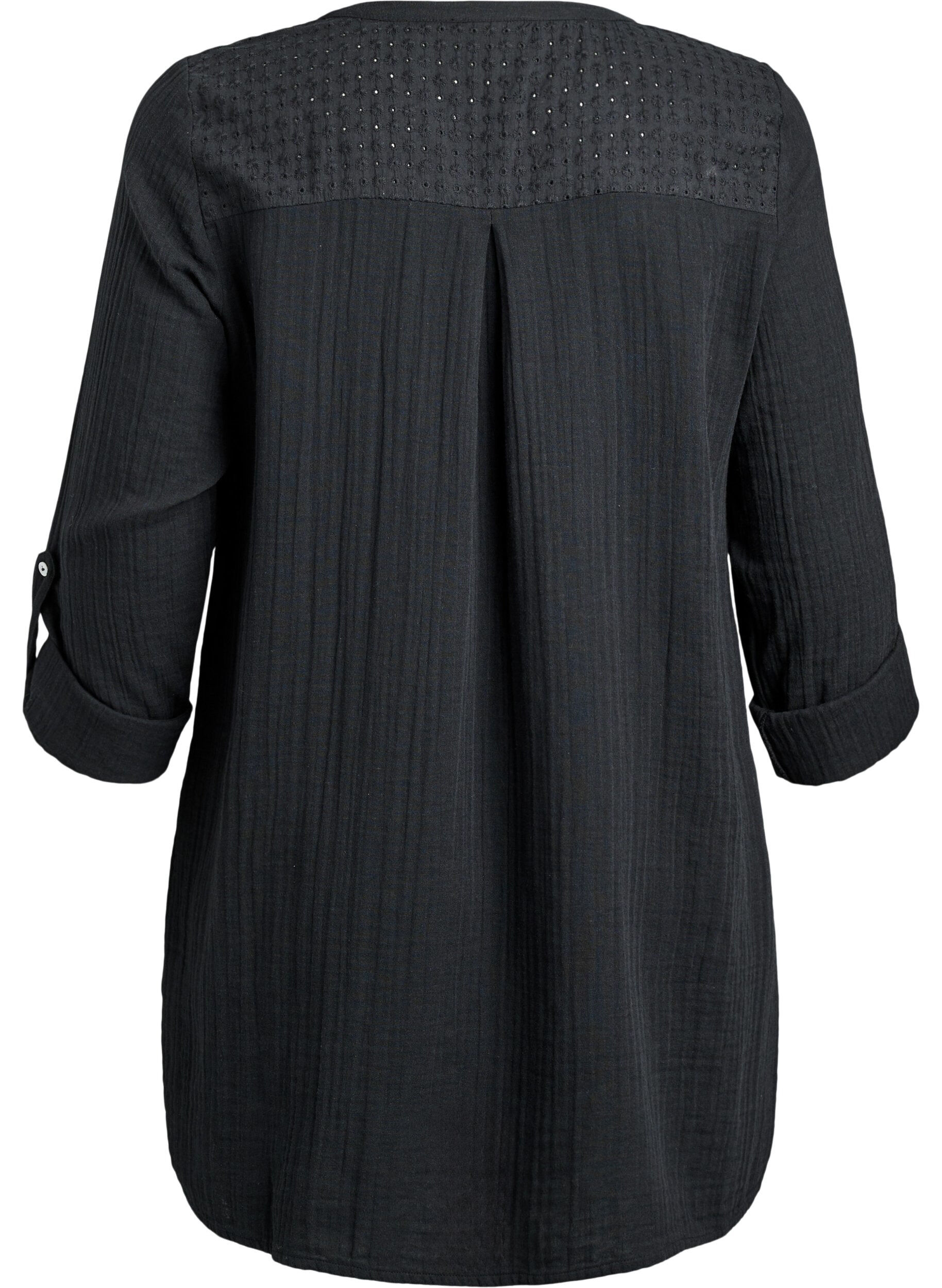 ZizziTunique en mousseline de coton avec broderie anglaise, Noir, Packshot image number 1