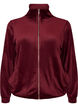 Cardigan en velours doux avec fermeture zipp&eacute;e et col montant, Bordeaux, Packshot image number 0