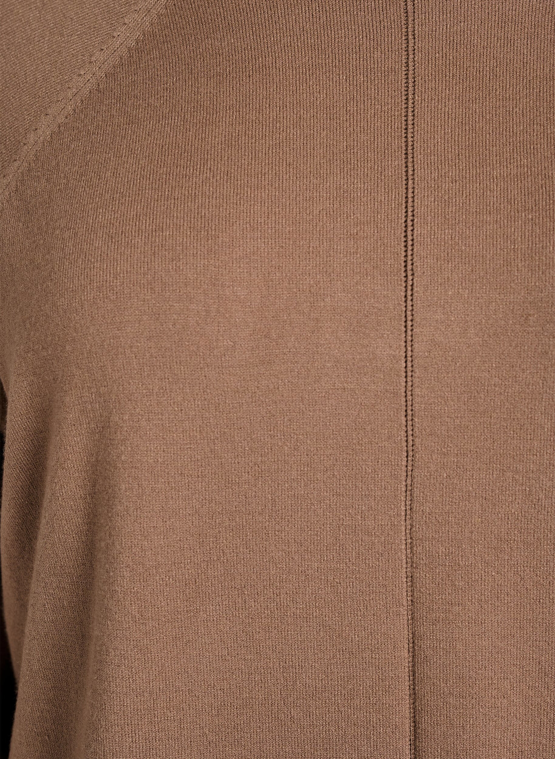 Zizzi Blouse en maille &agrave; col rond et motif tricot&eacute;, Marron, Packshot image number 2