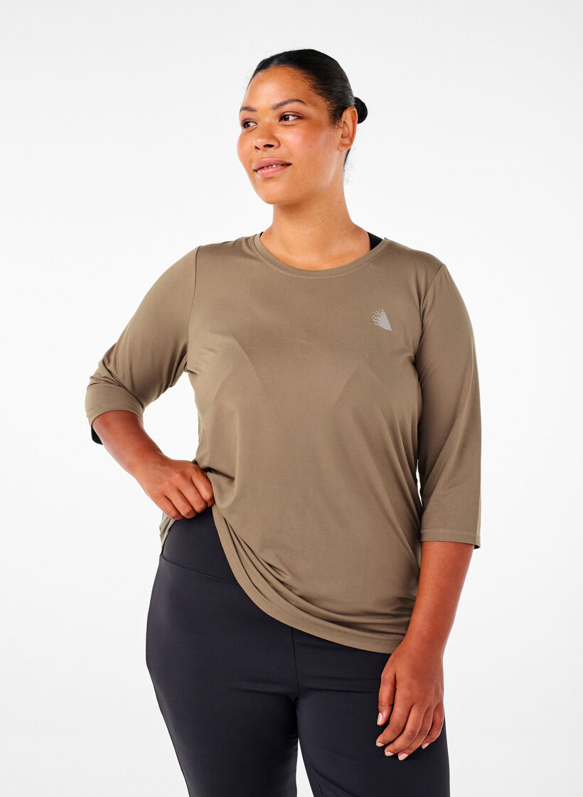 Chemisier training avec manches 3/4, Beige, Model image number 0