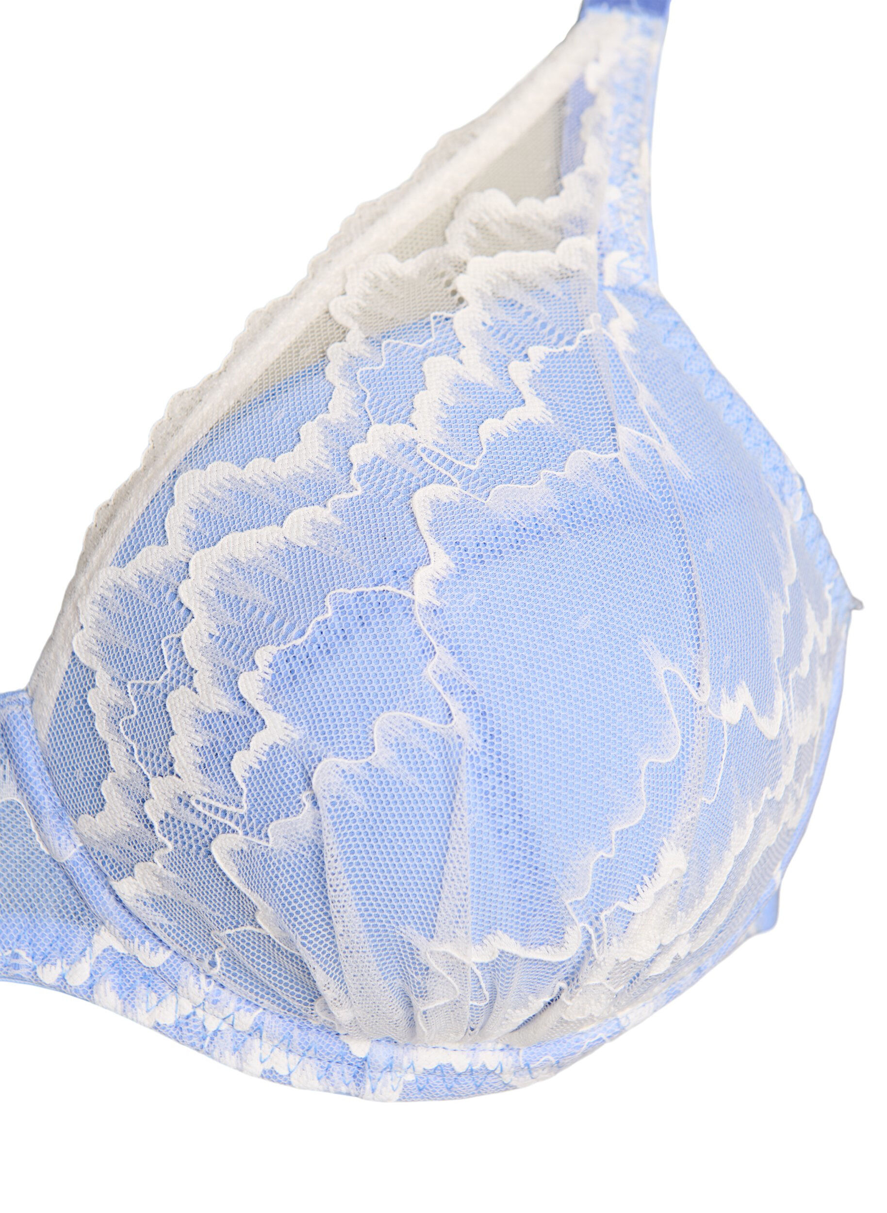 Zizzi Soutien-gorge rembourr&eacute; avec dentelle et maille, Bleu, Packshot image number 2