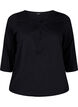 Blouse en coton à manches 3/4, Black, Packshot image number 0