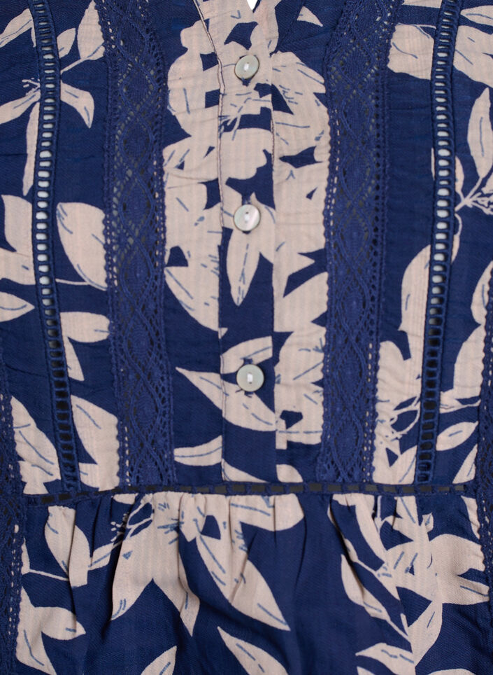 Blouse imprim&eacute;e &agrave; manches 1/2, Bleu, Packshot image number 2