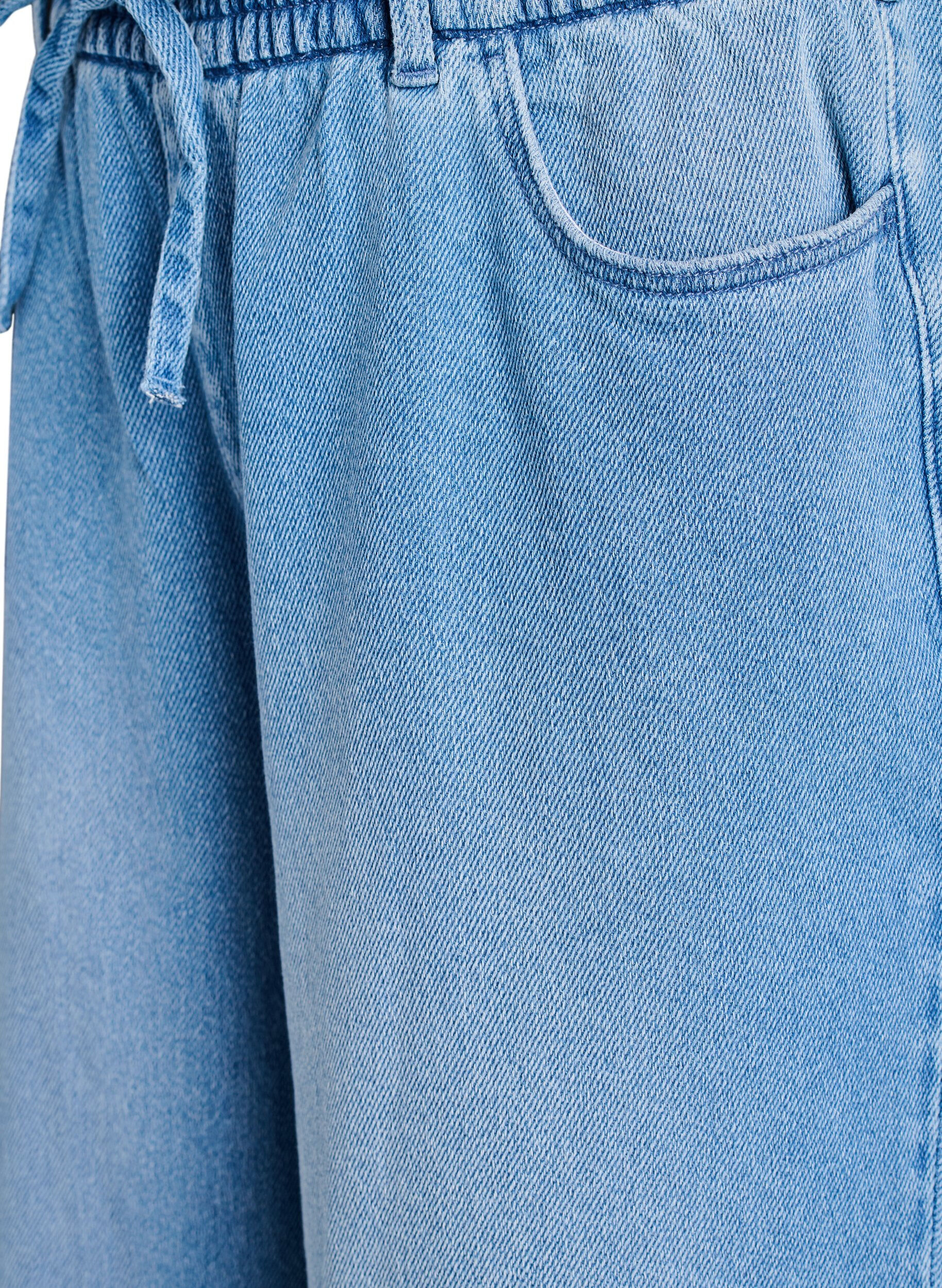 Zizzi Jean ample &agrave; ceinture &eacute;lastique et cordon de serrage, Bleu Clair, Packshot image number 2