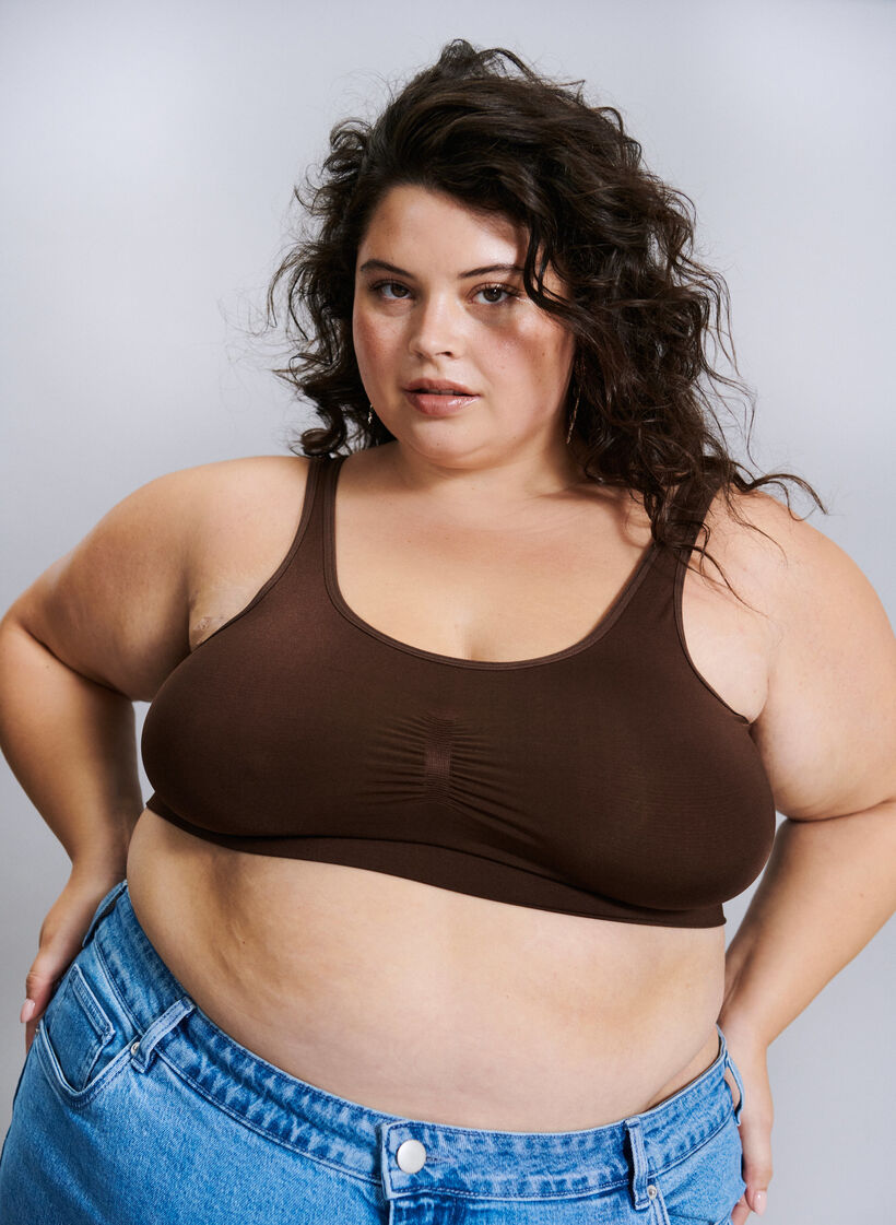 Soutien-gorge souple sans rembourrage, Marron, Image image number 0